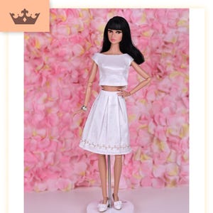 Embroidered Skirt for Poppy Parker, Fashion Royalty, 1/6 scale fashion dolls, Momoko, 12 inch doll, doll clothes, doll skirt - Laeves