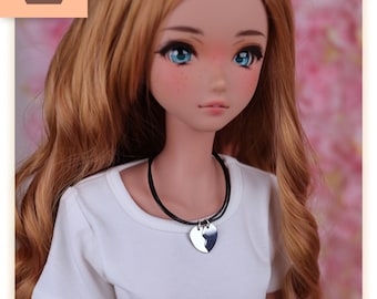 Collares de la amistad con forma de corazón de plata para muñeca inteligente: juego de joyas a escala 1/3, accesorios para muñecas y collar de mejores amigas a juego.