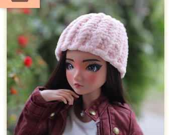 Handmade Knit 1/3 Scale Beanie Hat for Smart Doll - Pink