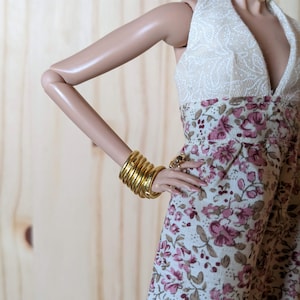 Doll Bracelets - Jewelry for Fashion Royalty, Poppy Parker, NU Face, Blythe, IntegrityToys, Mizi doll, Jewelry for Fashion Doll - GOLD 8pack