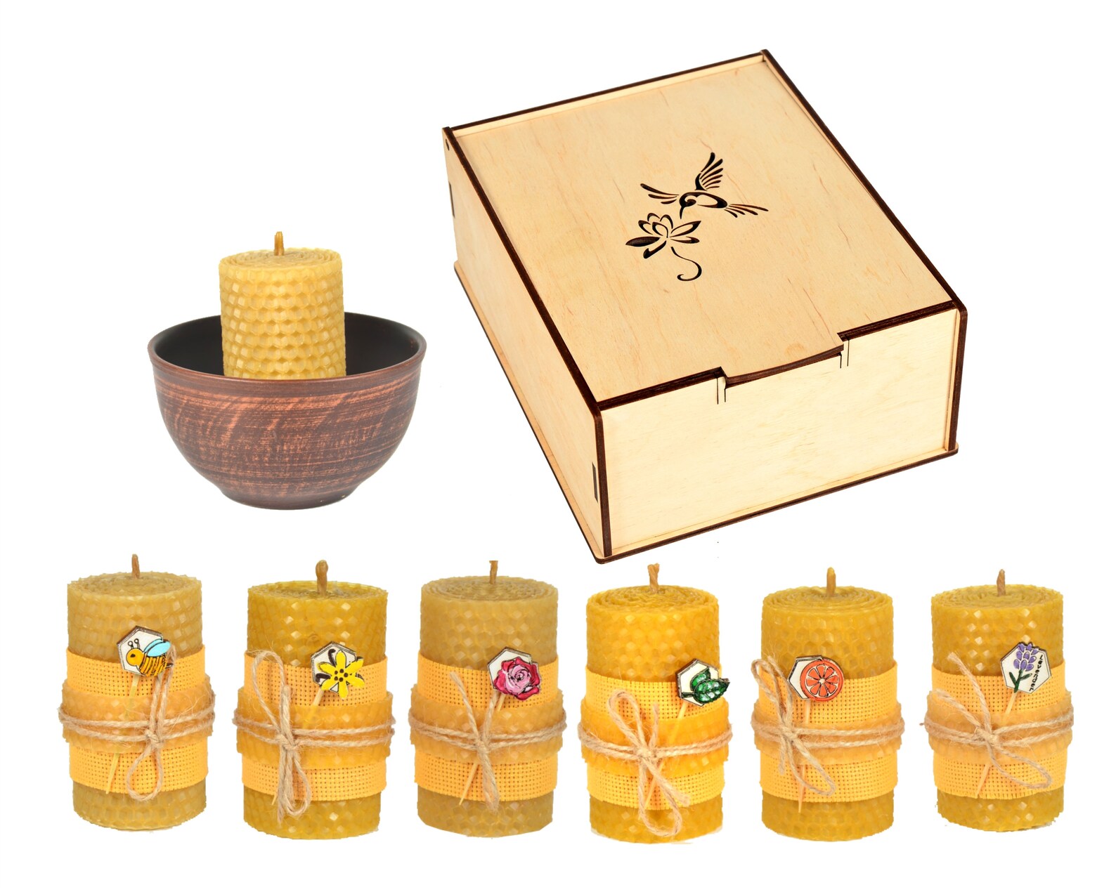 Set 6 beeswax candles gift 100 pure natural wax candle Eco Etsy