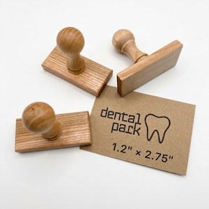 Set mit 3 rechteckigen Holzstempelhalterungen 32 x 72 mm (1,2 x 2,75 Zoll), unbedruckten Holzgriffen, individueller Gummistempelbasis, Bastelbedarf Ex Libris