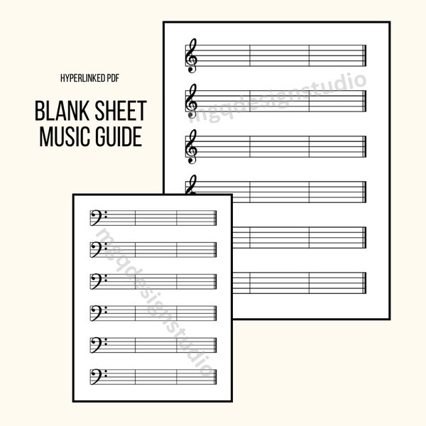 Beginners Blank Music Sheet Custom Guide for Piano, Guitar, Violin