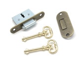 ROLL TOP DESK Lock, Antique Style Desk Lock, Comes With 2 Keys Full Mortise Lock Solid Brass Antiqued