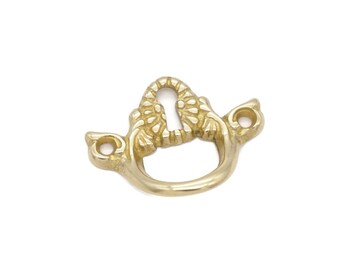 2 1/8" Keyhole Cover With Finger Pull Antique Victorian Furniture Cabinet Slant Top Desk Lock Keyhole Cover Plate Escutcheon