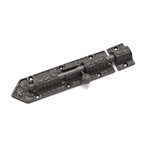 Latch SLIDE BOLT LATCH Victorian Latch Antique Style Cabinet Latch Forge Iron 6&quot; Wide  Plate; 4 13/16&quot; X 1 1/4&quot;, Catch: 7/8&quot; X 1 1/4&quot;