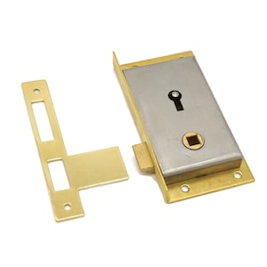 FURNITURE LOCK Antique Half Mortise Wardrobe Armoire Furniture Cabinet Lock For Drawers and Right-Hand Doors Solid Brass - 2 Keys,