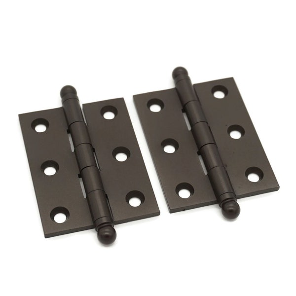 Bisagras para gabinetes de bronce frotado con aceite Bisagras de tope de 2-1/2" Bisagras con punta de bola Bisagras premium para muebles Bisagras para muebles Bisagras antiguas Par
