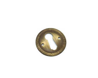 1" Keyhole Cover Lock Cover Escutcheons Keyhole Cover Plate Key Hole Cover Plate Furniture Drawer Lock Cover, Brass, Antiqued