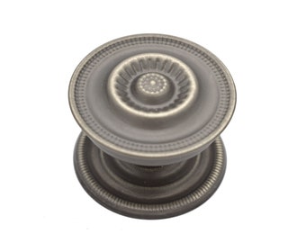 2" Sheraton Knob Federal Hepplewhite Knob Antique Style With Brass Back Plate Furniture and Cabinet Knobs Solid Brass, Antiqued