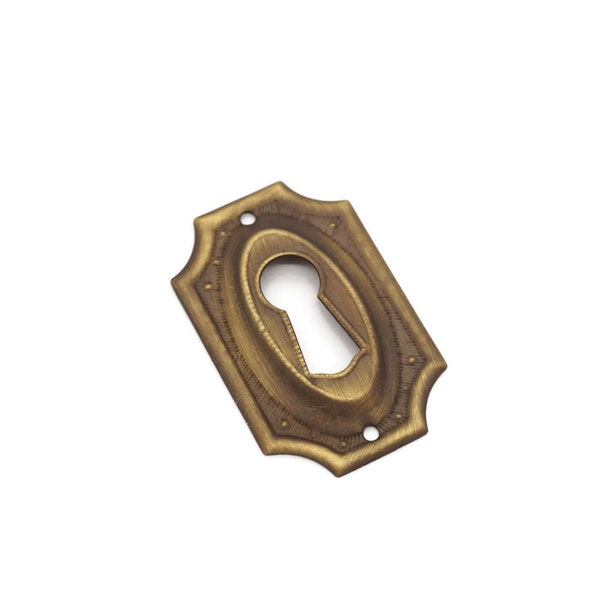 1 5/8" Keyhole Cover Plate Escutcheon Sheraton Keyhole Cover Furniture Key Hole Lock Cover Plate Antique Brass