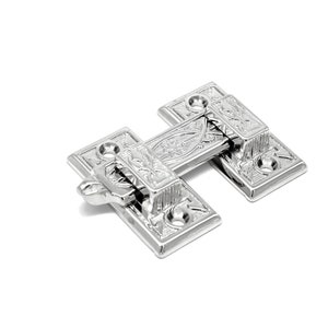 Latch SHUTTER BAR LATCH Antique Style, Cabinet Latch, Furniture Latch, Ornate Left and Right Hand Flush Mount Latch, Polished Nickel Finish