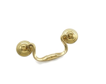 Antique Drawer Pulls Colonial Queen Ann Early American Swan Neck Furniture Drawer Pull Solid Brass - 2 1/2, 3, 3-1/2 inch Center to Center