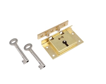 HALF MORTISE Large Chest Lock Half Mortise Box Lock Cabinet Lock Drawer Lock Jewelry Box Humidor Lock Antique Lock Solid Brass with 2 Keys