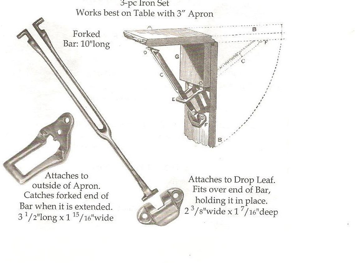 Drop Leaf Table Support 3 PIECE SET Pleukharp Antique Table Etsy