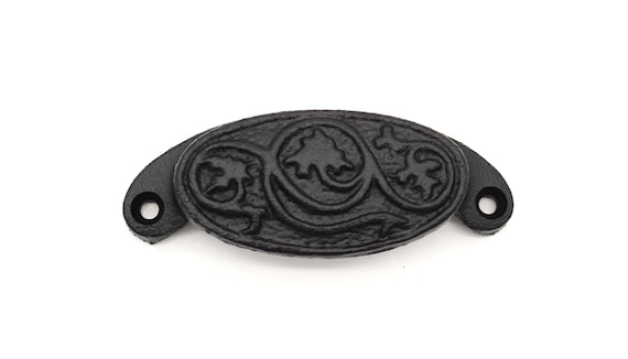 Pull Bin Pull Black Cast Iron Drawer Pull Bin Pull Furniture Etsy