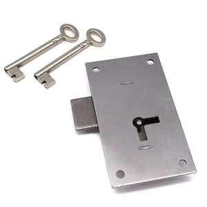 FLUSH MOUNT LOCK Furniture Door Drawer Lock Antique Cabinet Lock Heavy Gauge Steel, Works on Both Right and Left Hand Doors Wardrobe Lock 4&quot;