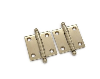 Polished Brass CABINET HINGES 1 1/2 Butt Hinges Ball Tip Hinges Premium Cabinet Furniture Hinges Furniture Hinges Antique Hinges Pair