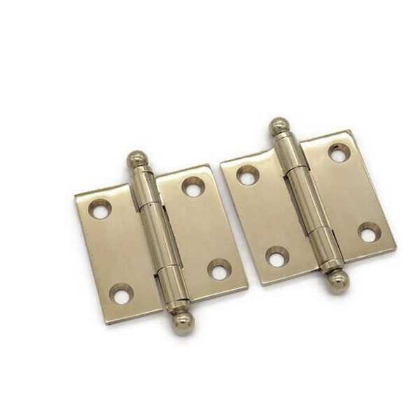 Polished Brass CABINET HINGES 1 1/2 Butt Hinges Ball Tip Hinges Premium Cabinet Furniture Hinges Furniture Hinges Antique Hinges Pair