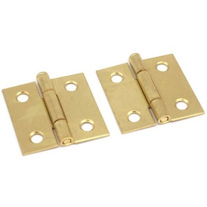 Butt Hinges Flush Mount Hinge 1 1/2&quot; Cabinet Hinge Antique Furniture Hinge Box Hinge Antique Hinge Brass Finish Sold as a Pair