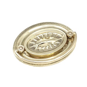 Hepplewhite/Sheraton Style Stamped Brass Round SINGLE POST RING PULL with Ros... 