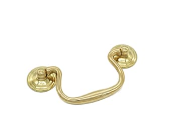 4 Sizes Antique Drawer Pulls Colonial Queen Ann Early American Swan Neck Furniture Drawer Pull Solid Brass - 2 1/2, 3, 3-1/2, 4 inch Centers
