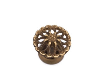 Furniture Knobs DRAWER KNOBS Antique Drawer Knob Victorian Knob Antique Furniture Knob Solid Brass Antiqued 1 1/4" Diameter 1" Projection