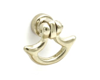 Small Brass Knob Cute Petite Bow Pull Jewelry Box Pull Bin Pull Solid Brass