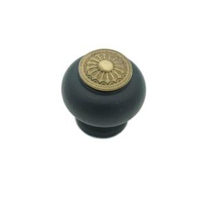 Furniture Knobs DRAWER KNOBS Antique Style Victorian East Lake Knob 1-3/8&quot; Diameter 1-1/4&quot; Projection Spool Cabinet Knob Wood Antiqued Brass