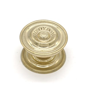 1 5/8 Sheraton Knob Federal Hepplewhite Knob Antique Style With Back Plate Brass Furniture and Cabinet Knobs
