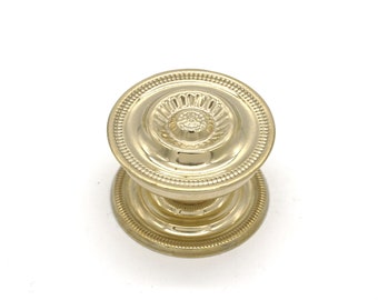 2" Sheraton Knob Federal Hepplewhite Knob Antique Style With Brass Back Plate Furniture and Cabinet Knobs Solid Polished Brass