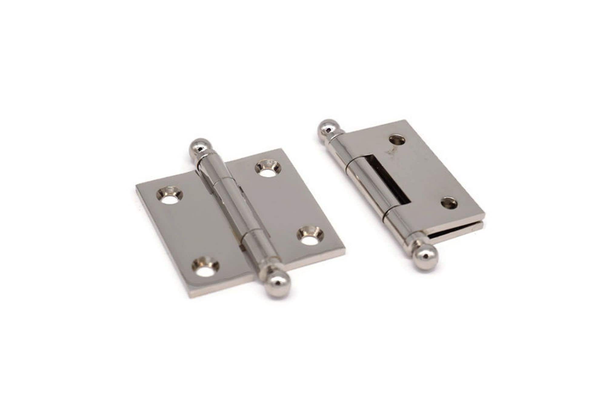 Polished Nickel HINGES 1 1/2 Butt Hinges Ball Tip Etsy