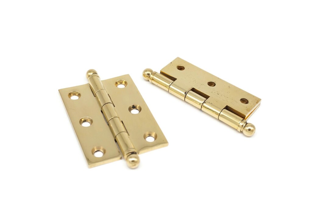 Polished Brass HINGES 21/2 Butt Hinges Ball Tip Etsy