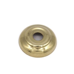 May include: A gold-toned metal round decorative escutcheon with a center hole.