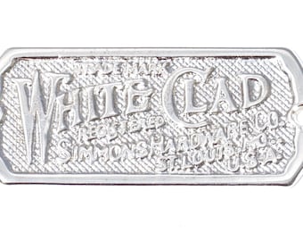 ICE BOX NAME Plate Antique style 3 1/2" X 1 1/2" Polished Nickel Oak Ice Box