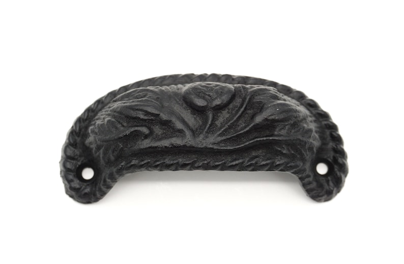 Pull Bin Pull Black Cast Iron Drawer Pull Bin Pull Furniture Etsy