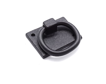 Pull Ring Pull Black Iron Pull RING PULL Shutter Ring Pull Mission Pull Black Powder Coating  2" Wide X 1 7/16" High.