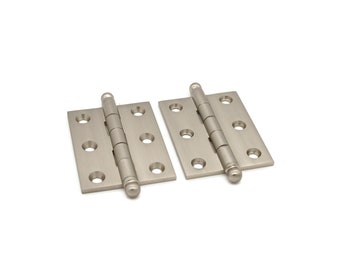 Brushed Nickel CABINET HINGES 2" Butt Hinges Ball Tip Hinges Premium Cabinet Furniture Hinges Furniture Hinges Antique Hinges Pair