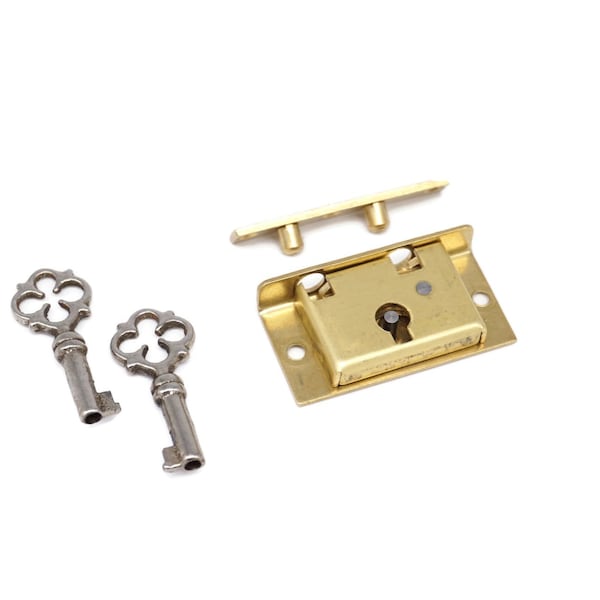 HALF MORTISE Chest Lock Half Mortise Box Lock Cabinet Lock Drawer Lock Jewelry Box Lock Humidor Lock Antique Lock Solid Brass with 2 Keys