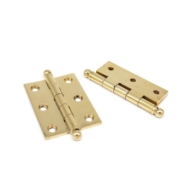 Bisagras para gabinetes de latón pulido Bisagras de tope de 2" Bisagras con punta de bola Bisagras premium para muebles Bisagras para muebles Bisagras antiguas Par