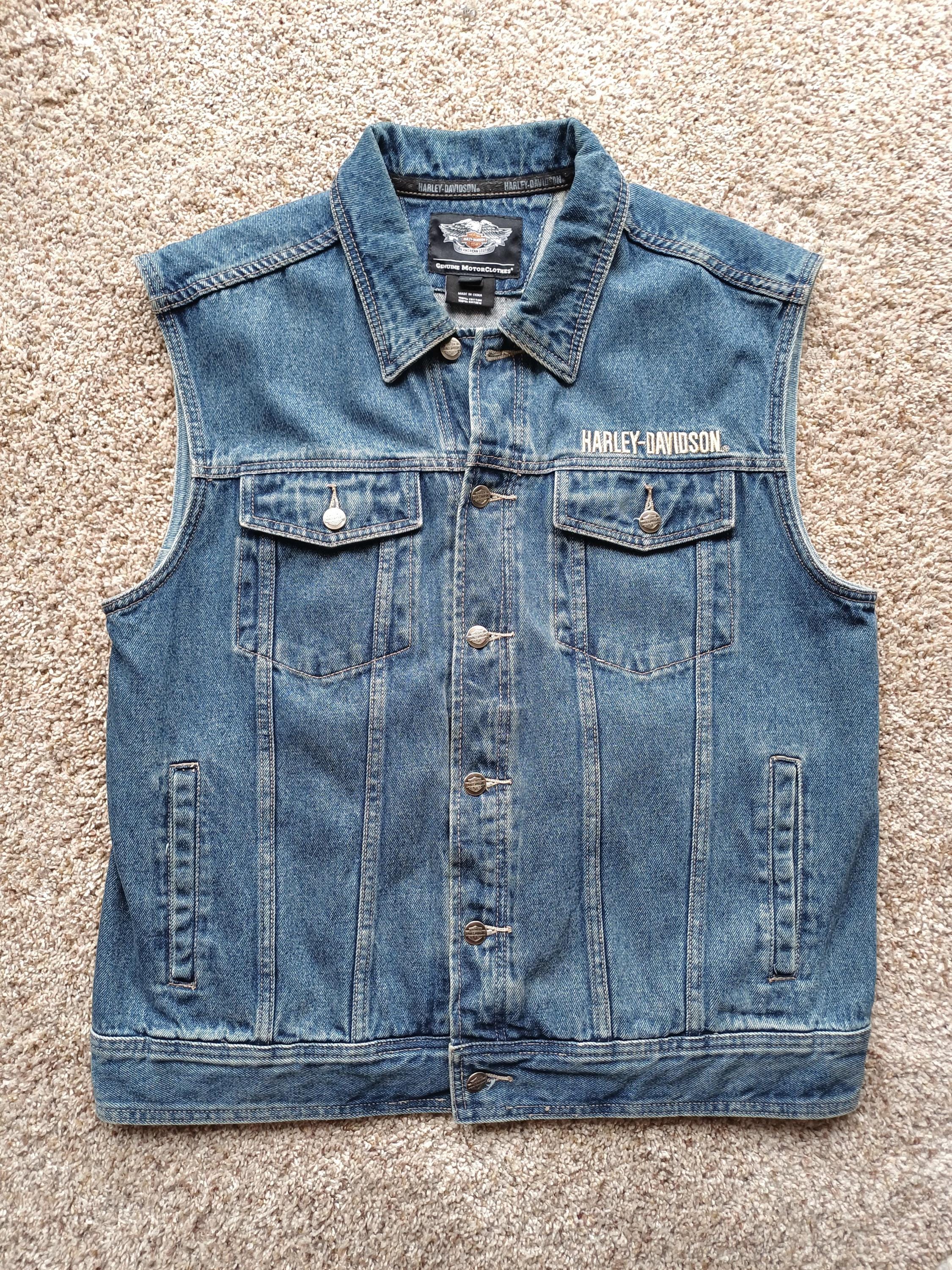 Harley-davidson Denim Vest - Men's Blue Jean Vest, Size Large - Etsy