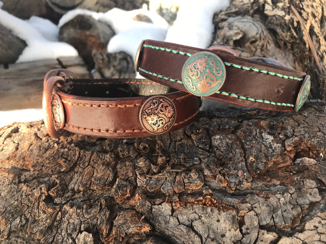 Western Puppy Collar Leather Concho Dog Collar Copper Dog Collar western-puppy-collar-leather-concho-dog-collar-copper-dog-collar