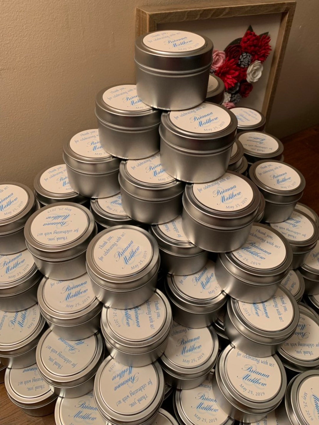 100 4oz Personalized Glass Candles, Customized, Wedding Gifts, Birthday