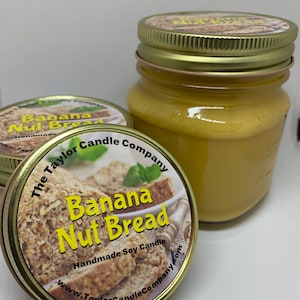 Banana Nut Bread Candle – Cozy Bakery Scent, Hand-Poured Soy Wax, Banana Bread Candle, Fall Candle, Foodie Gift, Kitchen Candle
