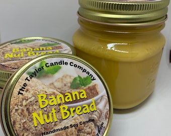 Banana Nut Bread Candle – Hand-Poured Soy Wax, Bakery Scent