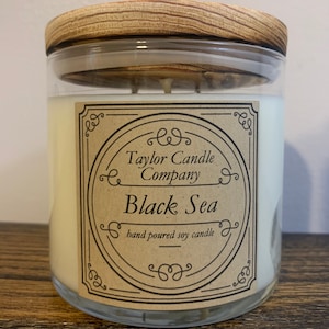 Black Sea Candle – Ocean + Amber Scent, Sophisticated Soy Wax Candle, Clean Masculine Scent, Hand-Poured, Coastal Inspired Gift