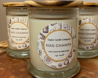 Nag Champa Soy Candle – Spiritual & Grounding | Earthy Incense-Inspired Scent | Vegan Soy Wax