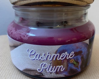 Cashmere Plum Soy Candle – Hand-Poured, Warm Amber Scent (17 oz)