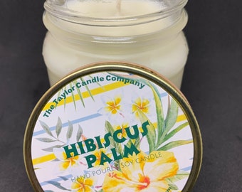 Hibiscus Palm Soy Candle: Lush Botanical Scent