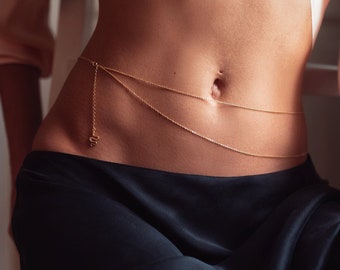 Belly Body Chain, Waist Chain, Chain Belt, Double Belly Chain, Delicate Chain, Gold, Silver, Sexy Body Jewelry, Gift Idea, Dainty Chain